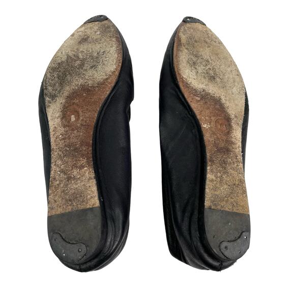 Veronica Beard Black Flats 36.5 Royal Navy Gold Patch - Picture 6 of 10